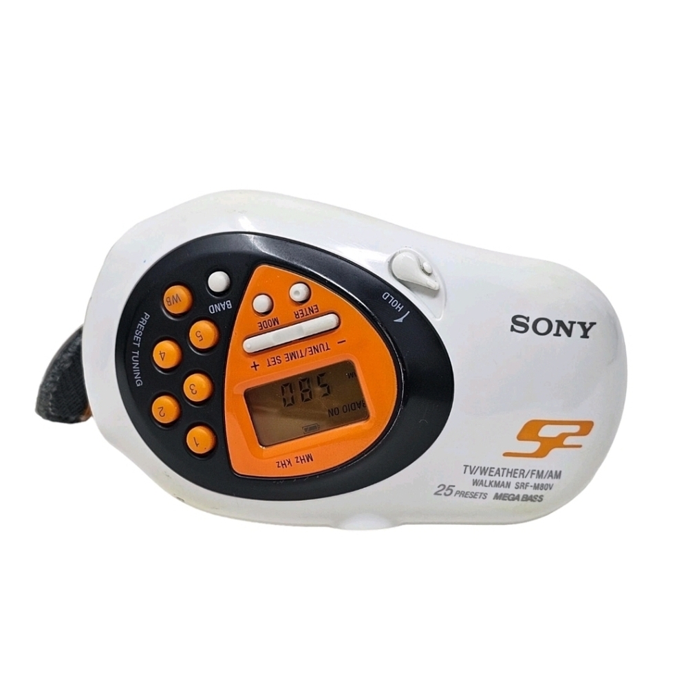 Sony Walkman SRF-M80V S2 Sports Radio OS White Orange Digital AM FM TV WB